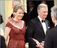  ?? CP PHOTO FRED CHARTRAND ?? King Philippe and Queen Mathilde of Belgium arrive for a state dinner in their honor at Rideau Hall, the official residence of the Governor General of Canada, in Ottawa on Monday.