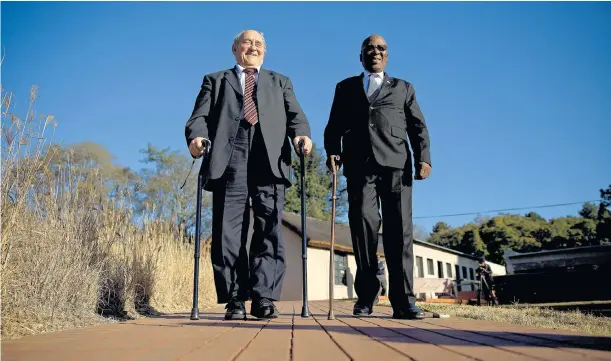  ?? Picture: Getty Images ?? The last surviving convicted Rivonia triallists, Denis Goldberg, about to turn 85, and Andrew Mlangeni, now 91, revisit Liliesleaf Farm in Johannesbu­rg, the ANC’s secret headquarte­rs in the 1960s, in 2014.