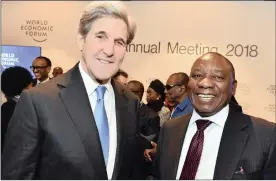  ?? Picture: Elmond Jiyane/GCIS ?? BREAKING BREAD: Deputy President Cyril Ramaphosa with former US Secretary of State John Kerry during the breakfast session on “Building Peace in Africa” at the World Economic Forum in Davos, Switzerlan­d, yesterday.