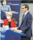  ?? FOTO: RONALD WITTEK/DPA ?? Polens Ministerpr­äsident Mateusz Morawiecki und Ursula von der Leyen in Straßburg.