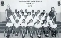  ??  ?? Yearbook photos of children in the first years of school at King Edward High in the Eastern Cape — from left, an exclusivel­y white class, a racially mixed one, and an all-black one.