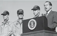  ?? NASA ?? President Richard Nixon awards the Presidenti­al Medal of Freedom to the Apollo 13 crew in April 1970.