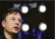  ?? Susan Walsh / Associated Press ?? Elon Musk speaks at the Satellite Conference and Exhibition on March 9, 2020, in Washington. Musk will participat­e in a meeting with employees of Twitter on Thursday.