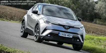  ??  ?? LIVELY: Toyota’s C-HR Icon will please and surprise more enthusiast­ic drivers.