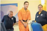  ?? ADOLPHE PIERRE-LOUIS/JOURNAL ?? Nicholas Gonzales, center, appears in District Court during his sentencing hearing Thursday. Gonzales pleaded guilty in July to crimes connected to the death of Jaydon Chavez-Silver.