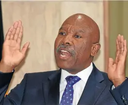  ?? /Freddy Mavunda (See Page 2) ?? No cut: Reserve Bank governor Lesetja Kganyago at the Bank’s head office in Pretoria on Thursday, announcing that the repo rate will stay put. The Bank says the number of risks to the inflation outlook increased amidst heightened uncertaint­y.