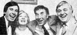  ??  ?? All smiles on the opening night from Frankie Howerd, with Mr and Mrs Bunny Newton and their son Cliff at Bunny’s Place, Cleethorpe­s, in May 1975.