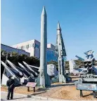  ??  ?? A mock North Korean Scud-B missile, center left, and South Korean missiles are displayed at Korea War Memorial Museum in Seoul, South Korea.
[AP
FILE PHOTO]