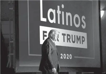  ?? BRENDAN SMIALOWSKI/GETTY-AFP ?? Then-President Donald Trump arrives for a rally with Latino supporters in Phoenix in 2020.