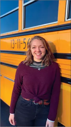  ?? PHOTO COURTESY OF BETSY BAILEY ?? Faith Smith, 21, is the youngest school-bus driver working for the Searcy School District. Smith is a senior at Harding University and began driving for the district in November.