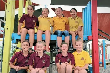  ?? KELLEY TANTAU/STUFF ?? Back row: Kyah Jacobsen, Charlize Anderson, Olivia Frater and Jordyn Wehi-White. Front row: Sameera Hayes, Tayla Bennett, Dahla Povey and Summer Hughes.