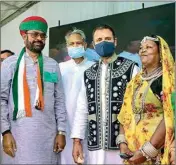  ?? ?? Congress leader Rahul Gandhi meets local people during a public meeting at Bichhwada Gram Panchayat in Dungarpur on Monday