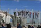  ??  ?? Riots spread through crowded jails across Italy over measures imposed to contain the coronaviru­s. Photograph: Franco Cautillo/EPA