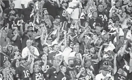  ?? MARK J. REBILAS/ USA TODAY SPORTS ?? Raiders fans cheered loud and strong during the second half Monday at Allegiant Stadium.