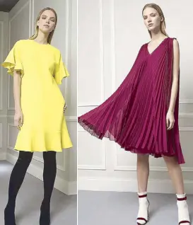  ??  ?? Crimson peak: Red is another CH signature. Mimosa yellow dress inspired by Central Park