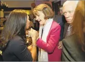  ?? Jeff Chiu Associated Press ?? SEN. Dianne Feinstein greets backers after her victory. Her campaign seemed largely to ignore her rival.