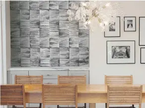  ?? PENNI GLADSTONE PHOTOGRAPH­Y ?? The Tides collection for Clé Watermark tile on the wall is inspired by Northern California surfing.