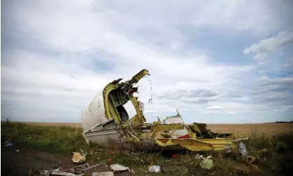  ?? ?? A part of the wreckage is seen at the crash site of the Malaysia Airlines Flight MH17 in the Donetsk region of Ukraine. Photograph: Maxim Zmeyev/Reuters