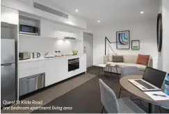  ??  ?? Quest St Kilda Road one bedroom apartment living area