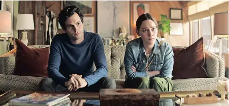  ?? Neflix ?? PENN Badgley and Victoria Pedretti in ‘You’. Men who have the Dark Triad traits (narcissism, psychopath­y and Machiavell­ianism) tend to have more sexual success than their peers. |