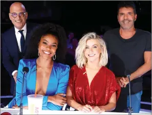  ??  ?? saCKeD: Gabrielle Union, with AGT’s Howie Mandel, Julianne Hough and Cowell