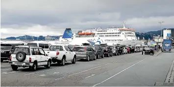  ?? MAARTEN HOLL/STUFF ?? Cook Strait ferry goals: arriving in time to be at the head of lane 1.