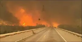  ?? Greenville Profession­al Firefighte­rs Associatio­n ?? A fire truck driving towards the Smokehouse Creek Fire on Feb. 27, near Amarillo in the Texas Panhandle.