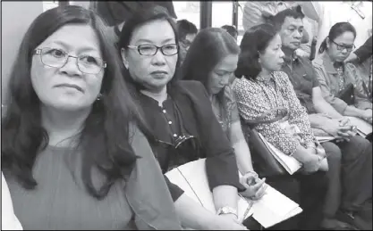  ??  ?? Members of the Ilocos 6 attend the House hearing on the misuse of tobacco funds yesterday. MICHAEL VARCAS