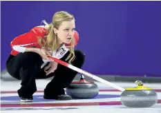  ?? THE CANADIAN PRESS ?? Canada’s skip Chelsea Carey calls the shot while taking on Nova Scotia in the 3rd draw of the Scotties Tournament of Hearts in St. Catharines on Sunday.