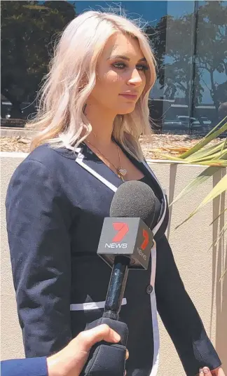  ??  ?? Allaina Vader leaves Southport Court yesterday after pleading guilty to charges stemming from a vicious road rage attack in Robina in May this year.