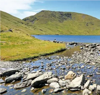  ??  ?? A WORLD OF BLUE &amp; GREEN Arriving at Grisedale Tarn and pondering what could possibly happen next…