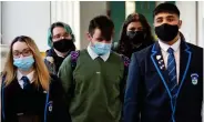  ?? ?? Masked up: Sixth year pupils in Glasgow