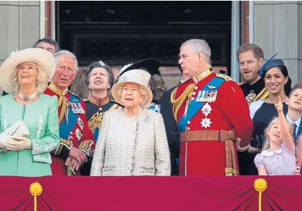  ?? ?? TROOPING THE COLOUR: The royals last appeared together on the balcony in 2019, before the pandemic.