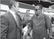  ?? Myung J. Chun Los Angeles Times ?? ANGELS MANAGER Brad Ausmus, left, greets Hall of Famer Rod Carew at an introducti­on ceremony.