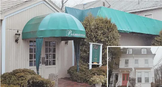  ?? STAFF PHOTOS BY NANCY LANE ?? ‘IT’S A TRAGEDY’: Primavera restaurant in Millis is where police say 24-year-old Benjamin Walsh stabbed both of his parents at a surprise party Saturday night. Authoritie­s said they also found Walsh’s girlfriend dead in their apartment in Needham,...