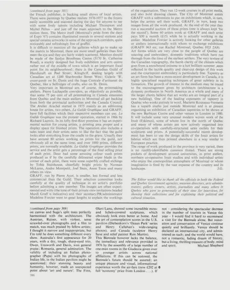  ?? ?? Arts Review, Vol XXX, No 14, 21 July 1978, page 386, ‘Venice Biennale 1978’, by Michael Shepherd