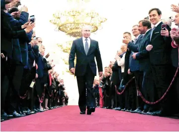  ?? — Reuters photo ?? Putin arrives for the inaugurati­on ceremony at the Kremlin.