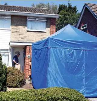  ??  ?? Search: A police tent outside the nurse’s home in Chester yesterday