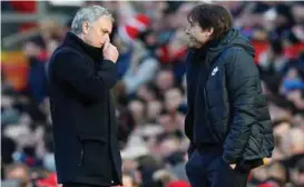  ?? FOTO: ANDREW YATES, REUTERS/NTB SCANPIX ?? To av Englands aller største trenerprof­iler, José Mourinho (t.v.) og Antonio Conte, møtes i finalen i FA-cupen.