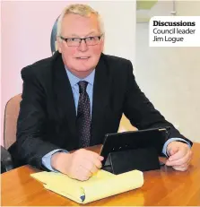  ??  ?? Discussion­s Council leader Jim Logue