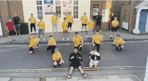  ??  ?? Chichester Boxing Club members at the end of their relay event for Chestnut Tree children’s hospice; below,