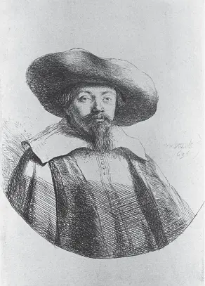  ?? (Wikimedia Commons) ?? AN ETCHING of Menasseh ben Israel made by Rembrandt in 1636.
