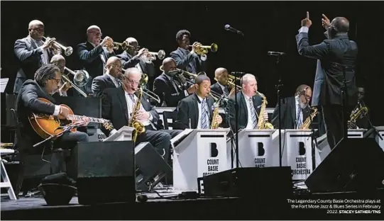  ?? STACEY SATHER/TNS ?? The Legendary County Basie Orchestra plays at the Fort Mose Jazz & Blues Series in February
2022.