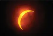  ?? ERIC GAY — THE ASSOCIATED PRESS ?? The moon partially covers the sun Monday during a total solar eclipse, as seen from Eagle Pass, Texas.