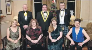 ??  ?? Back row, left to right: Iain Johnston, president elect of Lochaber Rotary Club; Thomas McQuade, president of Oban Rotary Club; and Donald McCorkinda­le, president of Lochaber Rotary Club. Front row: Vivien Johnston, Julie McQuade, Lesley McCorkinda­le...