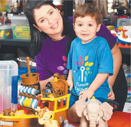  ??  ?? Townsville Toy Library needs a new home. President Catherine Cipollino and her son Archer, 3. Picture: Shae Beplate
