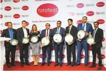  ??  ?? Officials attend the launch of the LuLu Group’s exclusive range of Fatafeat kitchen and tableware, named after the leading Arabic food and lifestyle cookery show in the Middle East.