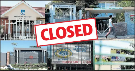  ?? Pictures: FREDLIN ADRIAAN ?? NO-GO AREAS: Some of the schools that have been closed as a result of Covid-19 infections