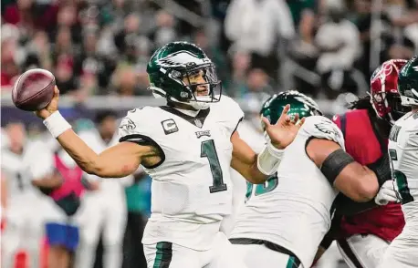  ?? Yi-Chin Lee/Staff photograph­er ?? Eagles quarterbac­k Jalen Hurts’ success on his rookie contract has given Philadelph­ia room to build around the MVP finalist.