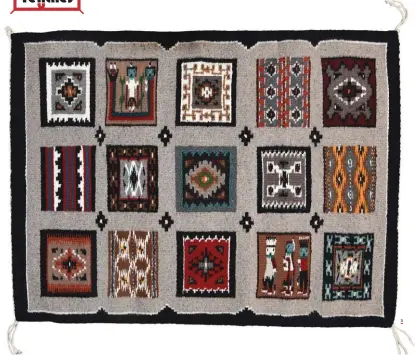  ??  ?? 3. 4.
“Multiple” or “sampler” weaving showing 15 rug styles, by Minnie Yazzie.
Twin Rocks Trading Post, Bluff, Utah, under the Navajo Twins buttes.